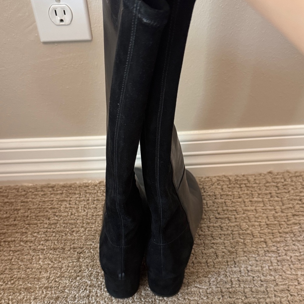 Tory Burch GIGi Leather/Suede Black Knee-High Women's Boots - Picture 4 of 4